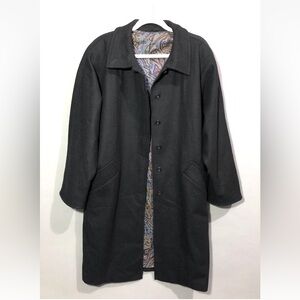 Marella Max Mara Button Front Wool Blend Long Coat 8 Navy Black Pockets Italy